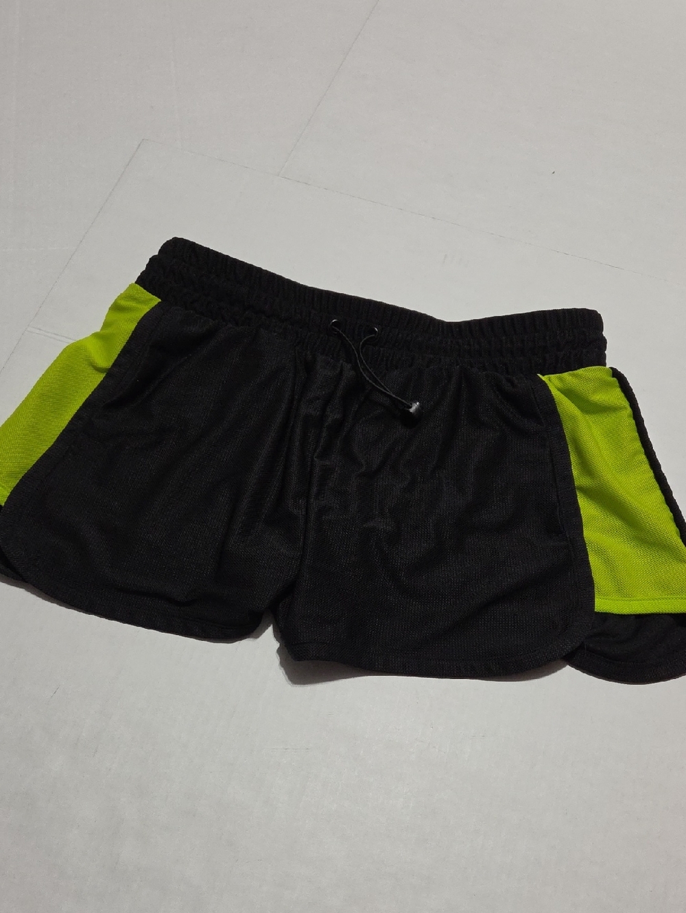 Sports Illustrated Swim Black Shorts with Neon Green Panels